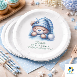 Süßer Teddybär-Baby-Party Pappteller