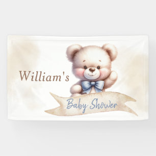 Süßer Teddybär Baby Shower Wasserfarbe Rustikal Banner