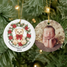 Süßer Teddybär-Blumenkranz Baby erstes Weihnachten