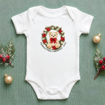 Süßer Teddybär-Blumenkranz-Baby-Weihnachten