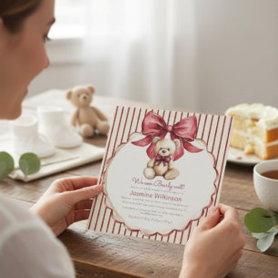 Süßer Teddybär-Bogen-Baby-Einladung Einladung