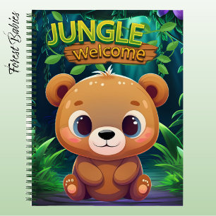 Süßer Teddybär Dschungel Willkommen Tier Wildtiere Notizbuch