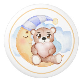 Süßer Teddybär & Halbmond Keramikknauf