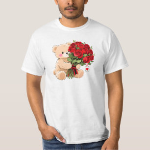 Süßer Teddybär hält Valentinsrosen T-Shirt