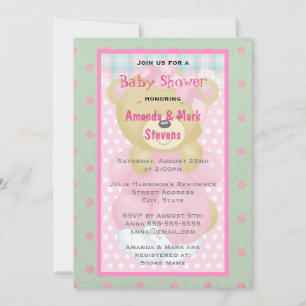 Süßer Teddybär in rosa Babyparty-Dekoration Einladung