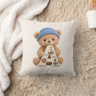 Süßer Teddybär Initiale A Baby-Junge-Wurfkissen Kissen