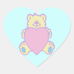 Süßer Teddybär Liebesherz Herz-Aufkleber