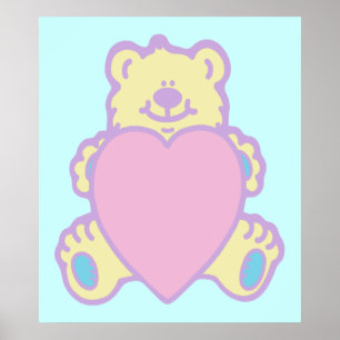 Süßer Teddybär Liebesherz Poster