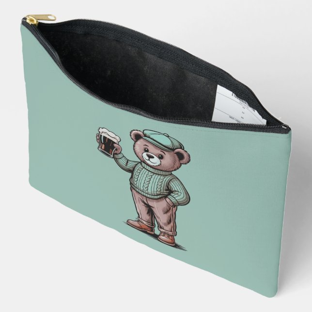 Süßer Teddybär mit Bier Zubehörtasche (Offen)