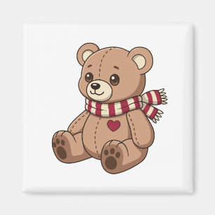 Süßer Teddybär mit gestreifter Schal Magnet