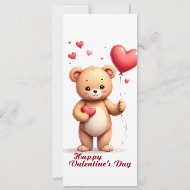 Süßer Teddybär mit Herz – Frohen Valentinstag (Vorderseite)