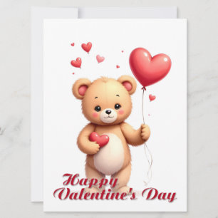 Süßer Teddybär mit Herz – Frohen Valentinstag