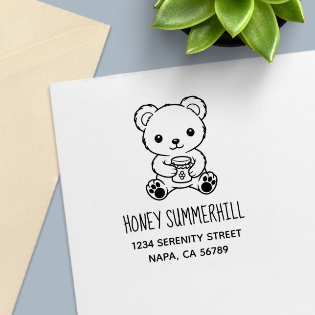 Süßer Teddybär mit Honigglas-Adresse Permastempel (Von Creator hochgeladen)