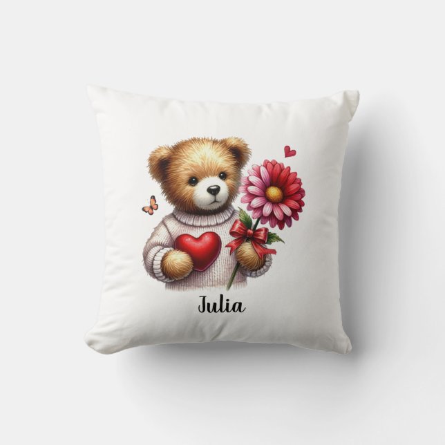 Süßer Teddybär Name Valentinstag  Kissen (Vorderseite)