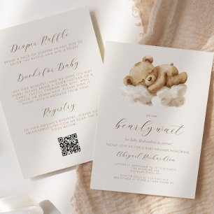 Süßer Teddybär Neutraler Kombi-Babyshower Einladung