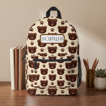 Süßer Teddybär & Pfotenabdruck-Muster-Rucksack