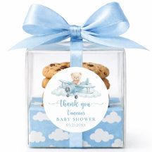 Süßer Teddybär-Pilot Blau Baby Shower Dankeschön