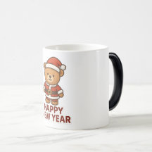 Süßer Teddybär-Santa-Happy-New-Year-Aufkleber