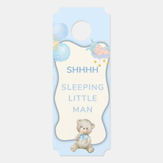 Süßer Teddybär Shhhh Schlafender kleiner Mann Tür Türanhänger