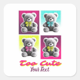 Süßer Teddybär-Stil Bunter Bär-Muster-Design Quadratischer Aufkleber