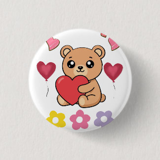 Süßer Teddybär Valentinstag Button
