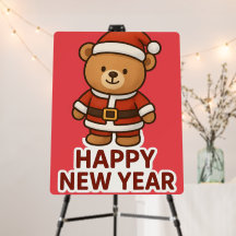 Süßer Teddybär Weihnachtsmann Frohes Neues Jahr Au