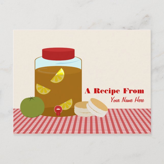 Süßer Tee, grünes Tomaten und Biskuits Rezept Post Postkarte (Vorderseite)