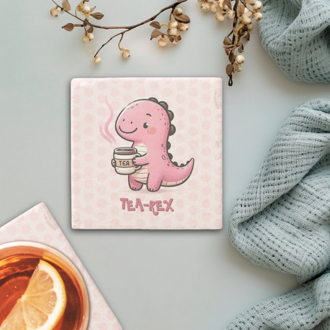 Süßer Tee-Rex, anpassbar Dinosaurier Tierpuppe Steinuntersetzer (Sweet Tea-Rex Customizable Dinosaur Animal Pun Stone Coaster)