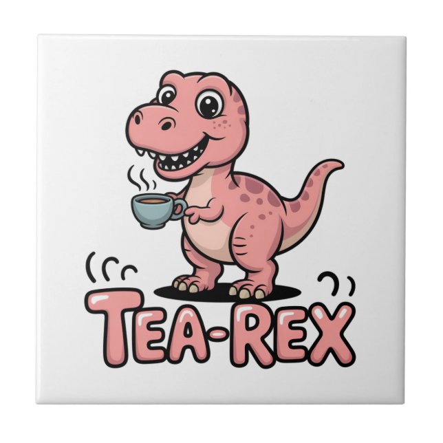Süßer Tee-Rex rosa Dinosaurier – Schluck passiert! Fliese (Vorderseite)