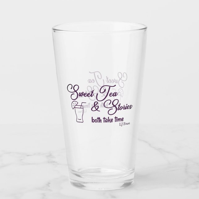 "Süßer Tee und Geschichten" Trinkglas Glas (Vorderseite)