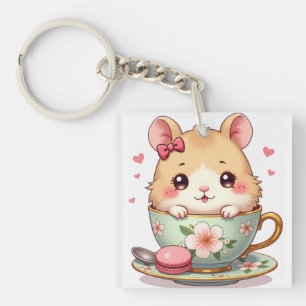 Süßer Teetassen-Hamster – Cute Pastell-Tier Schlüsselanhänger