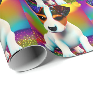 Süßer Terrier-Welpe Funkeln Nahaufnahme  Geschenkpapier