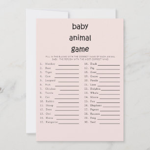 Süßer Text Baby Shower Baby Tier Spiel Rosa Einladung