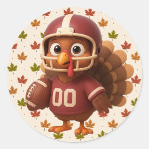 Süßer Thanksgiving-Day-Football-Truthahn Runder Aufkleber