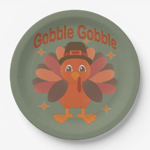 Süßer Thanksgiving Truthahn Cartoon – “Gobble Gobb Pappteller