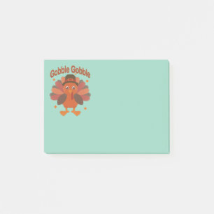 Süßer Thanksgiving Truthahn Cartoon – „Gobble Gobb Post-it Klebezettel