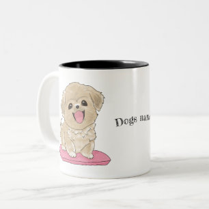 Süßer Tibetan Spaniel Hund mit Namen option Zweifarbige Tasse