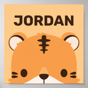Süßer Tiger mit Namensposter zum Personalisieren Poster