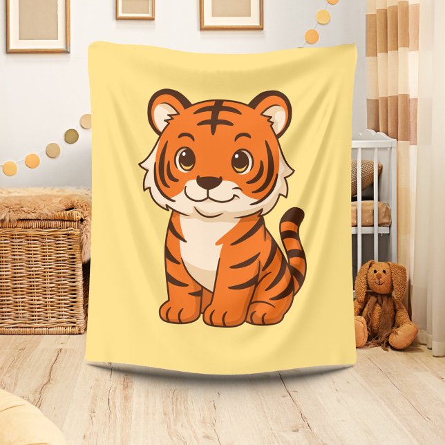 Süßer Tigerjunge auf Gelb Fleecedecke (Von Creator hochgeladen)