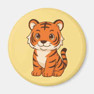 Süßer Tigerjunge auf Gelb Magnet