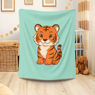 Süßer Tigerjunge auf Grün Fleecedecke