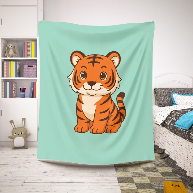 Süßer Tigerjunge auf Grün Sherpadecke (Von Creator hochgeladen)