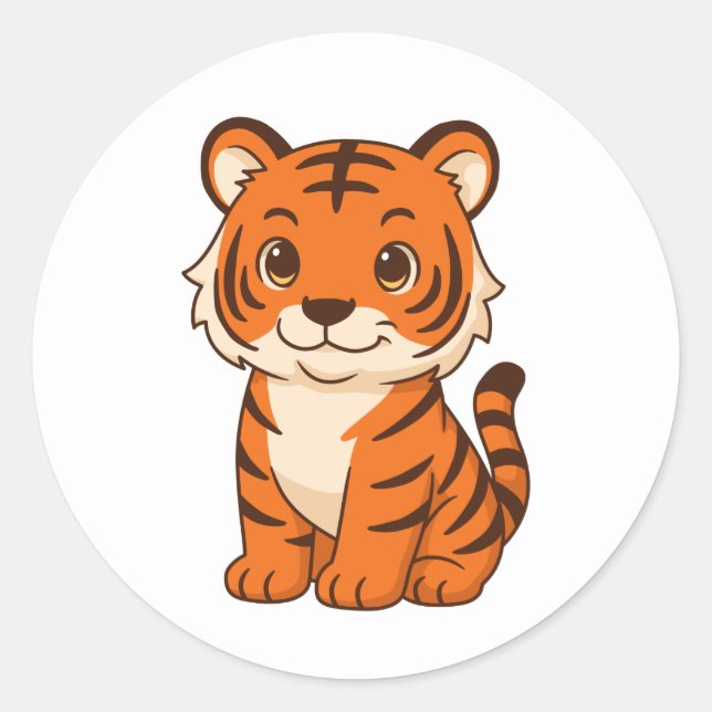 Süßer Tigerjunge Runder Aufkleber (Vorderseite)
