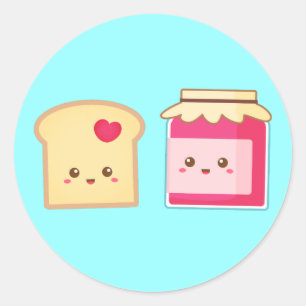 Süßer Toast und Erdbeermarmelade, Liebe verbreiten Runder Aufkleber