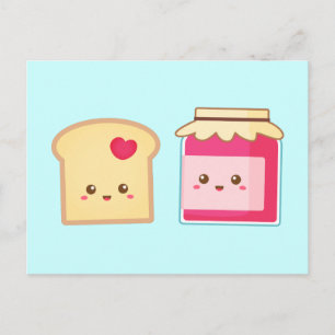 Süßer Toast und Erdbeermarmelade, verbreite die Li Postkarte