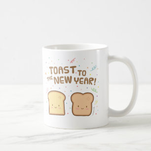 Süßer Toast zum Neujahrs-Pun-Humor-Konfetti Kaffeetasse
