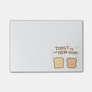 Süßer Toast zum Neujahrs-Pun-Witz Konfetti Post-it Klebezettel