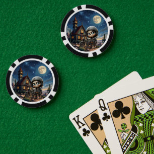 Süßer Totenkopf-Biker Mondscheinfahrt durch die Pokerchips