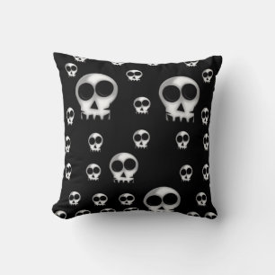 Süßer Totenkopf-Deko-Halloween-Schwarzkissen Kissen