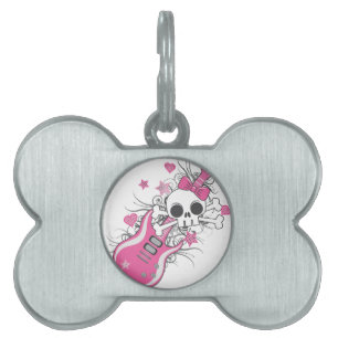 Süßer Totenkopf mit rosa Gitarre Tiermarke